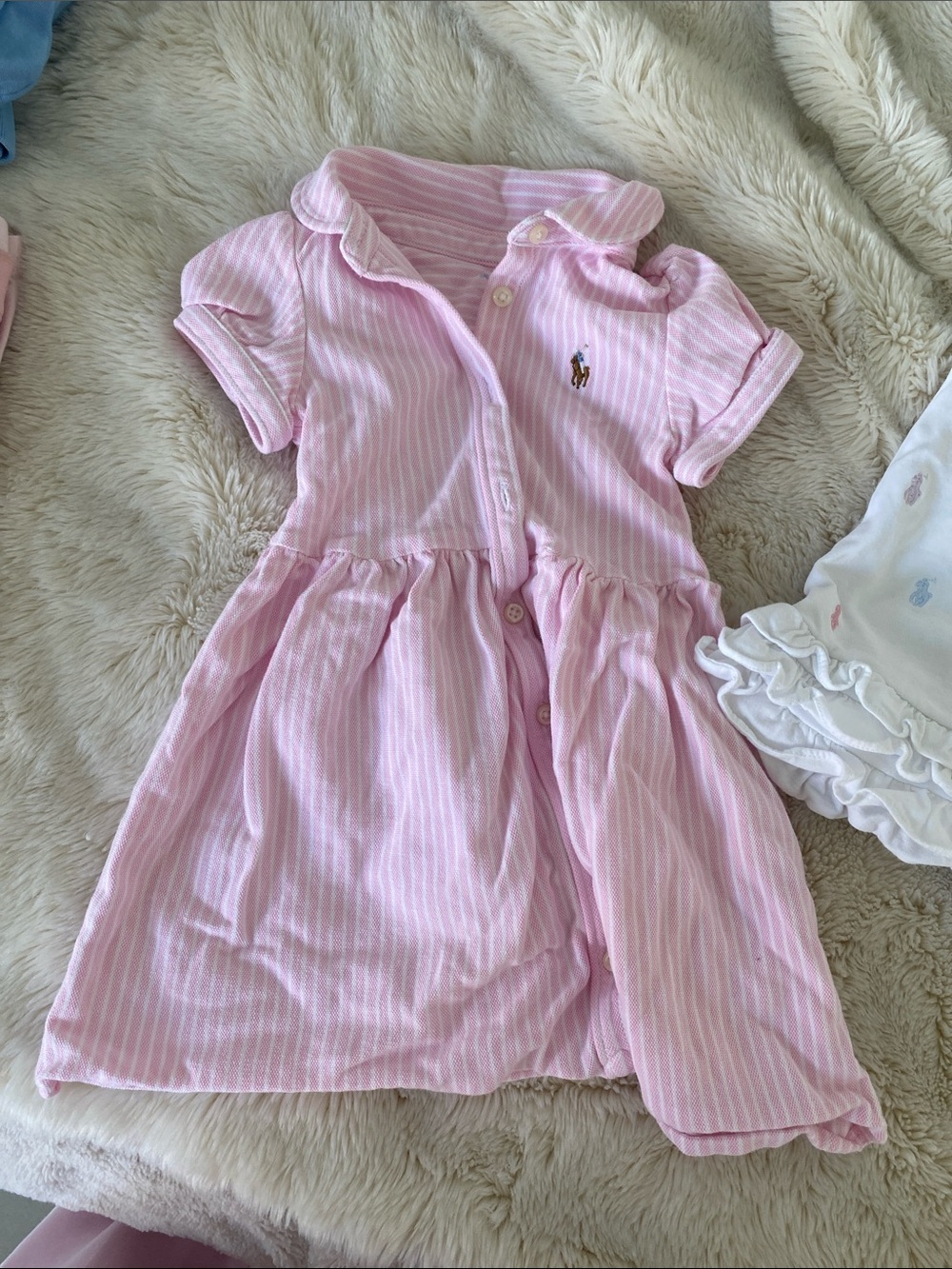 Ralph Lauren Light Pink & White Striped Polo Dress
